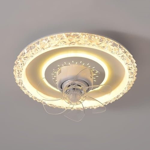 LONGDUOU Lámpara de ventilador de techo minimalista moderna con montaje empotrado, ventiladores de techo de perfil bajo con lámpara y lámpara de ventilador LED regulable a distancia, luces de ventilad