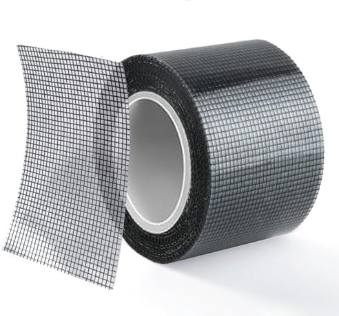 MANICAF 7,6 cm x 9 m Fliegengitter Reparatur Klebeband, Fliegengitter Reparatur Set, Wasserdichtes Netz-Reparaturpflaster, Reparaturband für Fenstergitter, Schwarz, 1 Rolle
