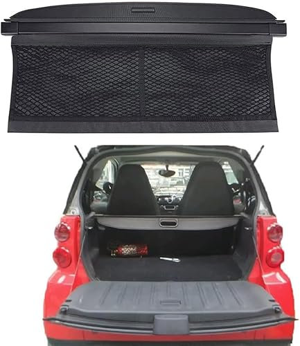 DdaiXQ Auto Einziehbare Hintere Kofferraum Hutablage Für Smart 451 Fortwo 2007 2008 2009 2010 2011 2012 2013 2014, Kofferraum Ablagen Schutz Abdeckung Cargo Cover Gepäckrollo