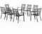 PHI VILLA 8er Set Gartenstühle Outdoor-Esszimmerstühle Terrassenstühle Metall Patio Balkonstuhl Stapelbar Stühle, Schwarz Stil 1