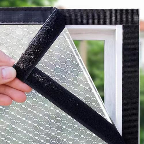 YHXAIQ Thermo Fensterfolie - Winddicht & Einfache Montage, Wiederverwendbare PVC-Folie für Wärmedämmung und Kälteschutz(Black,70x130cm)