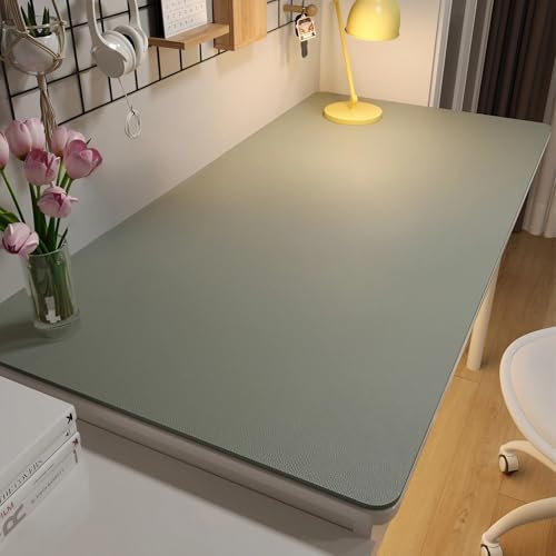 Sous Main Bureau PU Cuir Imperméable, Grand Tapis de Bureau Multifonctionnel pour Clavier/Souris/Ordinateur, Bureau et Maison(Gray,80 x 160 cm)