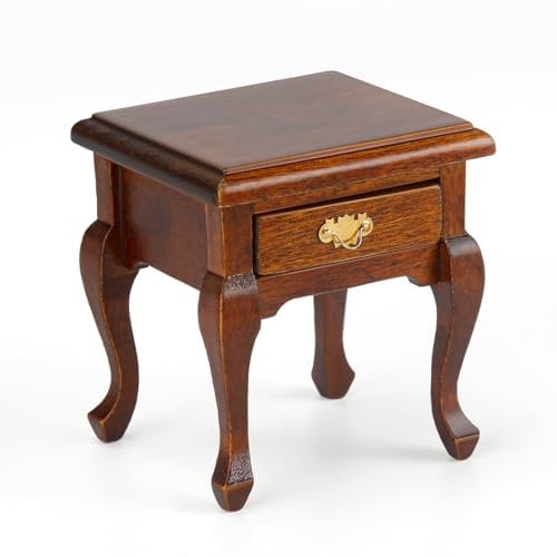 Puppenhaus Möbel,Miniatur Möbel Puppenhaus Beistelltisch Nachttisch Miniatur Tisch Puppenhaus Möbel Holz Schlafzimmer