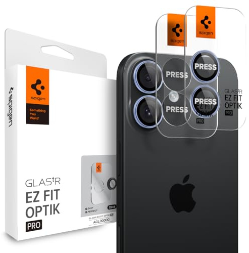 Spigen Camera Lens Screen Protector [GlasTR EZ Fit Optik Pro] Designed for iPhone 17 [Case Friendly] - Mist Blue [2 Pack]