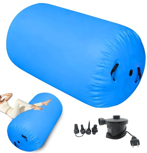 Air-Roller, Gymnastik-Barrel, aufblasbarer Gymnastik-Roller, Tumbling-Matte mit Pumpe, Handfeder-Trainer für Tanz, Yoga, Cheerleading, Fitness, Indoor-Spielen, Fitnessstudio