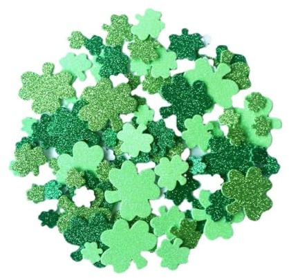 Blausky 80 Stück Kleeblatt Aufkleber aus Eva,Glitzer Sticker Glücksklee Deko Selbstklebende 3D Aufkleber 4cm/2.5cm/1.5cm,Streudeko für Geschenkverpackung,Geburtstag,St Patricks Day,