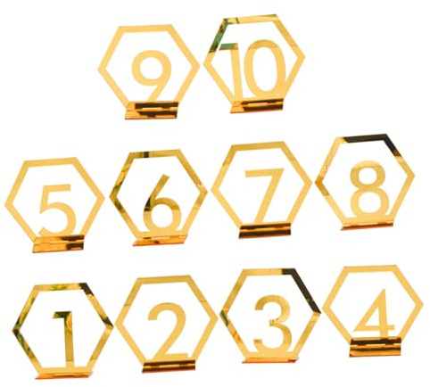 Milisten Lot de 10 Panneaux de Numéro de Table Dorés en Acrylique Miroir 3D, Numéros 1 à 10, Signalétique Mariage Réutilisable Incassable, pour Réception, Banquet et Événement Festif