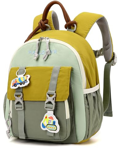 PROTAURI Kindergartenrucksack Jungen 2-5 Jahre 9.6L 3D Bagger, Grün | mit Brustgurt reflektierend wasserabweisend leicht atmungsaktiv ergonomisch 3D Bagger
