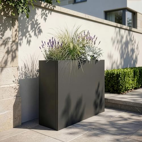 casa.pro Pflanzkübel Vaargel Blumentopf 82 x 90 x 30 cm Pflanzkasten wetterfest Pflanzentopf rechteckig Blumenkübel Outdoor Indoor Blumenkasten verzinkter Stahl Anthrazitgrau