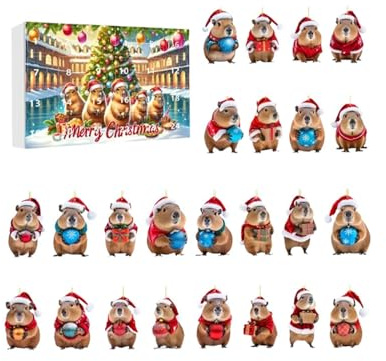 Etyldya 24 Pezzi Calendario Avvento Natale Bambini Calendario Animale Portachiavi Acrilico Giocattoli Adatto a Decorazioni Feste Natalizie Regali, Un set