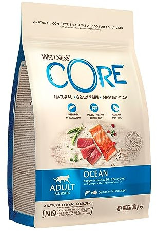 Wellness CORE Adult Ocean, 300g, Salmon & Tuna, Dry Cat Food for All Cats, Grain-Free, High Fish Content, Protein-Rich, Supports Healthy Skin & Shiny Coat