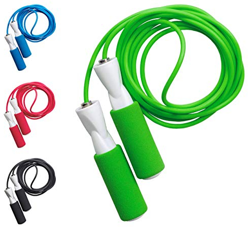 JUMP ROPE Profi Springseil mit Qualitäts Kugellager, Länge einstellbar für Kinder und Erwachsene, Speed Rope mit Tasche, grün weiß