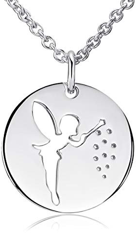 MATERIA Damen Halskette mit Anhänger Fee Elfe 925 Silber rhodiniert rund 42+5cm KA-396