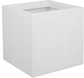 EDA Plastiques Pot carré Graphit Up - Blanc cérusé - 29.5x29.5x29.5-21L Intérieur et extérieur