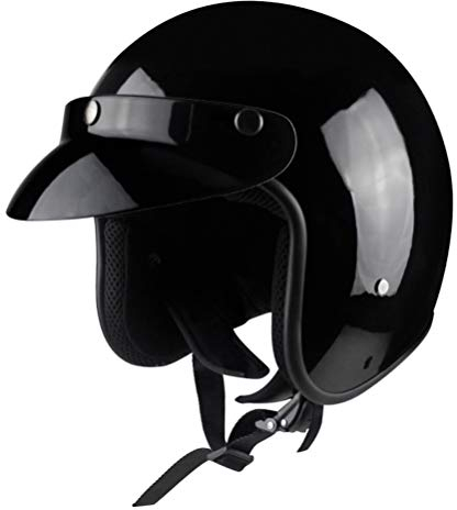 Motorradhelm Retro Vintage Cruiser Chopper Roller Cafe Racer Moto Helm 3/4 Jethelm für Frauen Männer