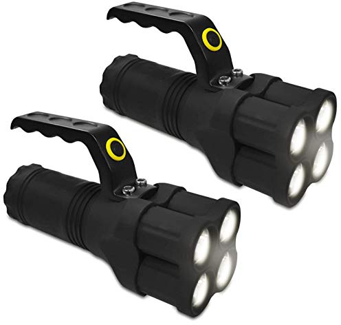 Eaxus® 2er Set LED Handscheinwerfer/Taschenlampe LED mit Griff - extrem hell, 200 Meter