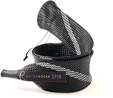 Rutensocke Zweiteiler Spinn L (90 cm lang und 45-75mm breit für Zweiteilige Ruten bis 2,7m) (Schwarz-Weiss)