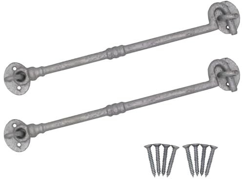 EAI Cabin Hook and Eye Latch - 300mm/12 Inch Galvanised Gate & Door Catch & Fixings for Wooden Gates, Doors & Sheds - 2 Pack