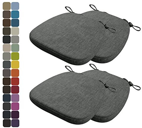 Kimgull 4er Set Stuhlkissen mit Bändern Bequeme Waschbare Rutschfestes Sitzkissen Ideal für zu Hause und Gartendekoration, viele Farben und Größen zur Auswahl (43x40x5CM Dunkelgrau)