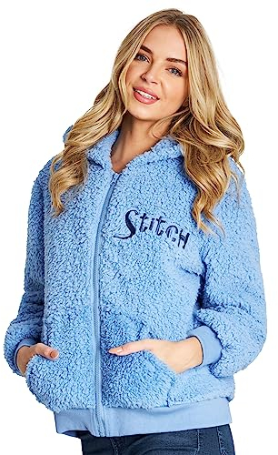 Disney Sweat Zippé Fille Stitch en Polaire Sherpa Enfant Ado 7-18 Ans (Bleu Stitch ado, 15-16 Ans)