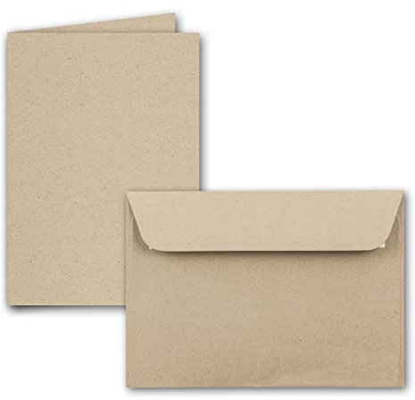 ARTOZ 15x Set aus Doppelkarten DIN A6 und Umschlägen DIN C6 - Farbe: dessert (hellbraun cappuccino) - Serie Greenline