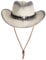 Unisex Straw Cowboy Hat with Chin Strap Men Women Retro Western Cowboy Riding Hat with Bull Head Wide Brim Summer Beach Travel Sun Hat Cap Shapeable Foldable Straw Fedora Hat 56-58CM (Beige+Black)