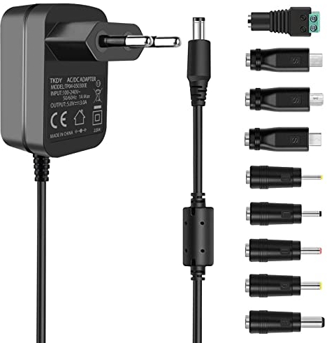TKDY Alimentation 5V 3A,5 Volt 3A 2.5A 2A 1.5A 1A 0.5A 0.3A Adaptateur AC DC pour Android Tablettes Webcam Caméras numériques Routeurs Enregistreurs de Jouets Haut-Parleur Bluetooth TV Box GPS