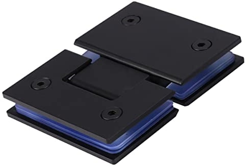 Charnières de porte en verre sans cadre, pièces de rechange avec matériel de montage, pince de porte de salle de bain en acier inoxydable pour verre de 3/8 à 1/2, noir (1 x hinges 180°)