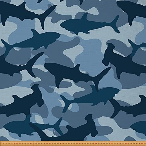 Hai Stoff Meterware Tarnung Polsterstoff für Stühle Ozean Tier Dekostoff Zum Quilten Nähen Von Kleidung DIY Kunstgeschenk Wasserdichter Stoff Blau 92 x 150 (HxB)