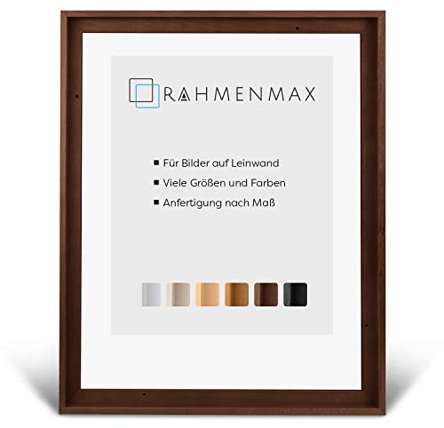 RahmenMax® Luzern Schattenfugenrahmen 80x80 cm aus lackiertem Massiv Holz/Rahmen für Leinwand/Bilderrahmen für Keilrahmen/Leinwandrahmen in Mokka - Maßanfertigung möglich