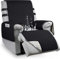 Sesselschoner mit Armlehne, 100% Wasserdichter Sesselauflage mit Taschen, rutschfest Fernsehsessel Sesselschoner, Sesselbezug mit 2 Verstellbaren Riemen 1 Sitzer, Schwarz, L