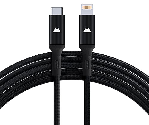 Mous - USB C to Lightning Charging Cable, Nylon Braided Fast Charging for 14/13/12/11 XS XR X 8, iPad, AirPod - 3m - Black