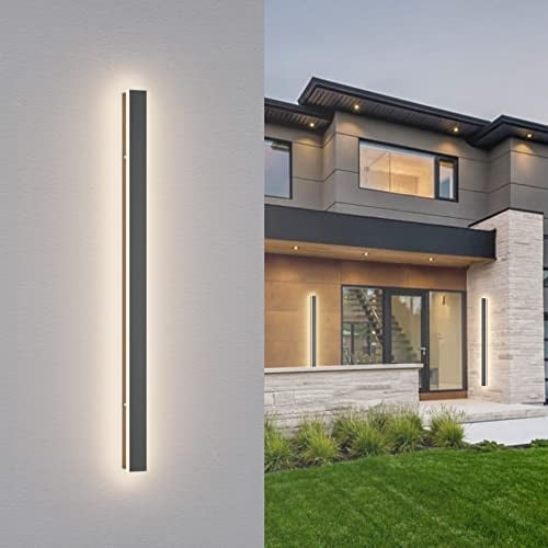 K-Bright 30W Lange Wandleuchte Villa Wandleuchte Dunkelgrau Wandleuchte Wasserdicht IP65 Außen LED Wandleuchte für Gärten, Terrassen,Schlafzimmer Wohnzimmer Innen wandleuchte, 100CM,4000K