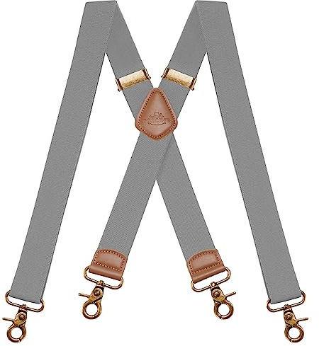 Dresime Hosenträger für Herren Breit X Form 3.5 CM mit 4 starken Haken-Clips, Durable Elastic Verstellbare Hosenträger für Männer und Damen