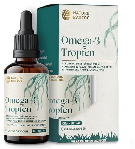 Veganes Omega 3 Algenöl - 100 ml Tropfen hochdosiert - 695 mg DHA & 347 mg EPA - Zitrusaroma - Hochwertig gewonnen aus Algen - Zertifiziert & Nachhaltig