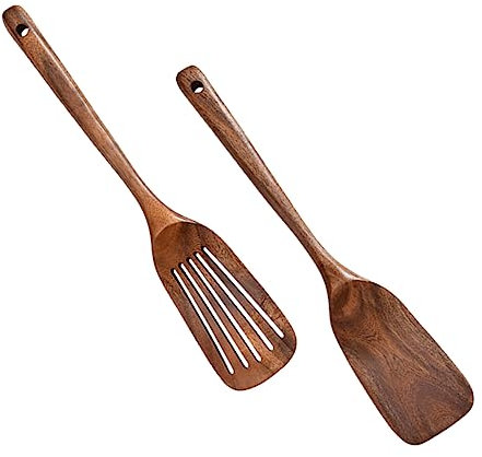 YARNOW 2stücke Sicher Geschmacklose Holz Geschirrspachtel Mit Langem Griff Für Küche Und Haushalt Praktische Kochwerkzeuge Mit Aufhängeloch Für Lagerung