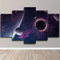 5 teiliges wandbild Schwarzes Loch-Galaxie-Planeten-Weltraum-Poster 5 stück leinwand wandkunst,5 teilig leinwand wanddeko,leinwanddruck 5 teilig bilder wohnzimmer modern groß,mit rahmen,100x55cm