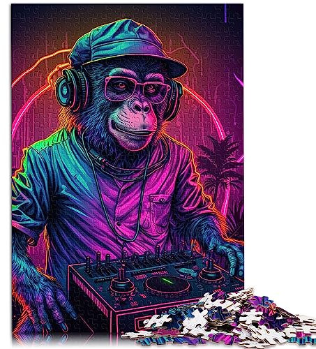 Puzzle Monkey DJ 1000-teiliges Puzzle für Erwachsene und Familien. Papppuzzles Erwachsene und Kinder. Größe: 26 x 38 cm
