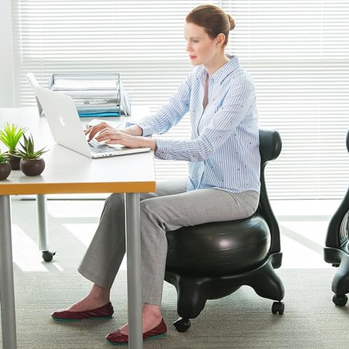 NUNETH Balance Ball Stuhl Büroschreibtisch-Yoga-Ballstuhl mit Anti-Burst-Ball, Ergonomischer Balanceball-Haltungsstuhl Zur Linderung von Rückenschmerzen/gutes Sitzen/Übung/Balance