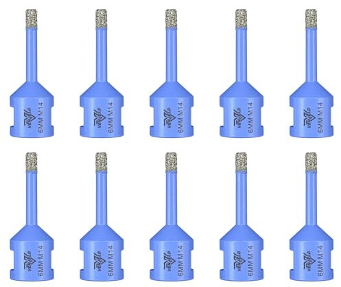 Brocas Diamante para Azulejos 6mm - 10 Piezas Corona Diamante con M14 para Taladrar en seco en Porcelana dura Cerámica Baldosas Granito Mármol Piedra VENJELD
