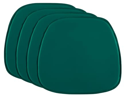 DORAFAIR 4-Pcs Stuhlkissen Leder Eckig Sitzkissen Sitzauflage Gepolstert für Stühle in Haus und Garten, 39 x 38 x 2cm,Dunkelgrün