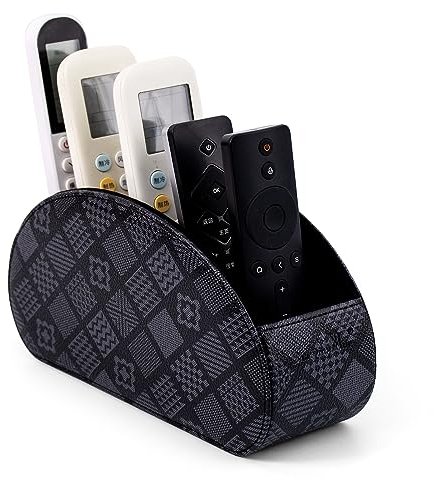 SANQIANWAN Fernbedienungshalter für Aufbewahrungsbox aus PU-Leder, Fernbedienungshalter mit 5 Fächern für TV-Receiver, DVD, Schreibtisch, Stift, Küche, Badezimmer, Make-up (graue Blume)