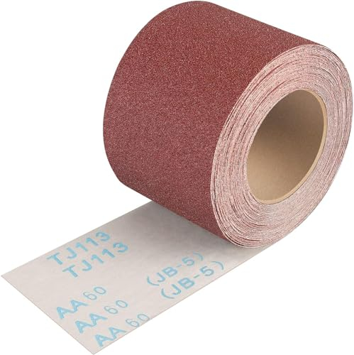 Shineboc Rouleau de Papier Abrasif Grain 100, 115 mm x 10 m Papier de Verre en Toile de Ponçage Pour Ponceuse Manuelle Pour Bois Et Métal