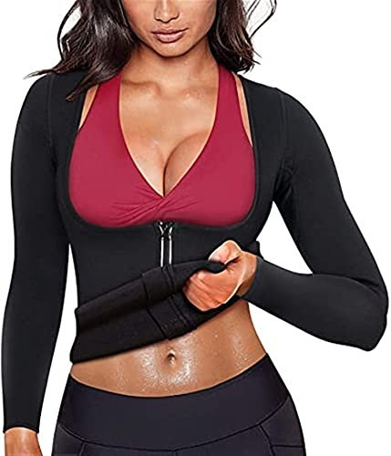 Slimming Belt Reduzierhemd Saunaweste Kompression Für Fitness Sport Langarm Sauna Sweat Shirt Reißverschluss Für Sport Saunaweste Schlanker Gürtel Frau Abnehmen Sauna Weste(XL)