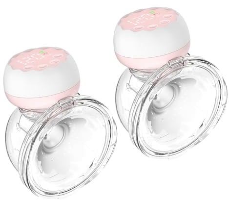 Kavolet 2 Stück Milchpumpe Elektrische, Tragbare Freihändig Milchpumpe, Geräuscharm und Schmerzfrei, 4 Modi & 12 Saugstufen, mit Touchscreen-LCD-Display und 180 ml Milchauffangbehälter