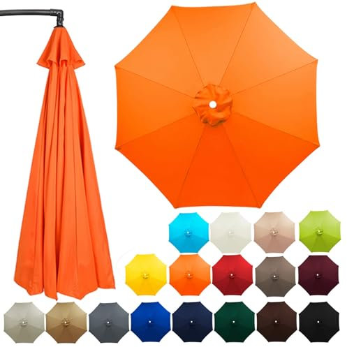 Auvent De Remplacement Pour Parasol De Terrasse De 230CM 270CM 300CM Toile Parasol 8 Baleines Housse De Rechange Parapluie De Remplacement Pour Jardin Plage Marché(Orange,230CM-7.5FT)
