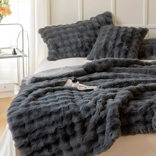 kuscheldecke Kaninchen plüsch felldecke Bubble Decke 670GSM 180 * 200cm kuscheldecke flauschig dick Kuschelige Flauschige kunstfelldecke,Cozy warme Decke für Bett Sofa Wohnzimmer