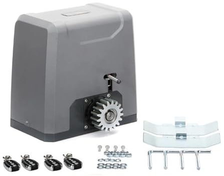 Schiebetoröffner 1500KG 3200LBS 4 Fernbedienung Automatischer Schiebetüröffner Elektrischer Antrieb mit 3m, 4m, 5m, 6m Rack Mehrfacher Schutz und Sicherheit(4m nylon rack kit)