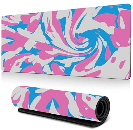 Hixingo Large Mouse Mat, Multicolor Swirl Gaming Mouse Pad, 3D Mouse Pad, Mousepad with Stitched Edges, Non-Slip Rubber Base Mouse Pads for Office & Home (Blue purple,800x300x3mm)