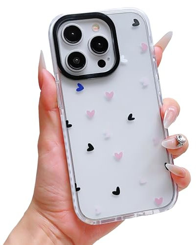 ECZOIL Compatible for iPhone 15 Pro Max Case,Cute Clear Heart Cartoon for Women Girl Soft TPU Shockproof Anti-Yellow Protective Phone Case for iPhone 15 Pro Max-Heart